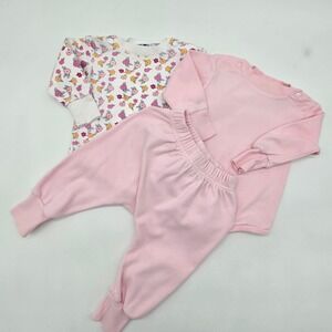 Vintage Baby Collection Baby Pink Floral Long Sleeve Bodysuit Pants Set Size 3M